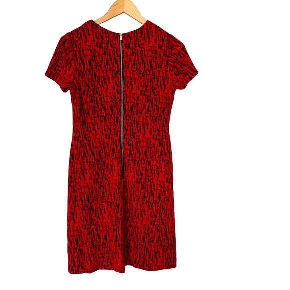 Calvin Klein Abstract Print Short Sleeve Sheath Dress Size 4 Red Black - Picture 2 of 7